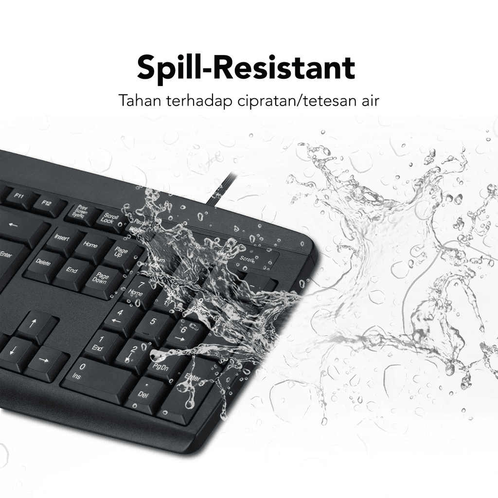 Micropack Keyboard Cable Wired Low Cap Black - Spill Resistant - K203 - SFI Group - 3