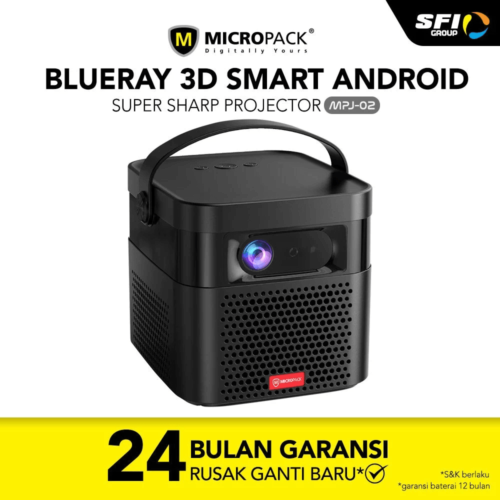 Micropack Smart Android Portable Projector - Include Battery & Dual Speaker - Support 4K - 350 ANSI Lumen - MPJ-02 - SFI Group