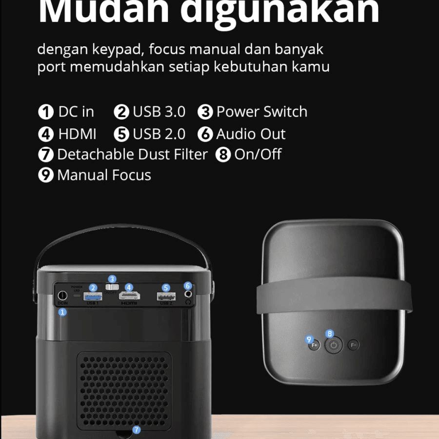 Micropack Smart Android Portable Projector - Include Battery & Dual Speaker - Support 4K - 350 ANSI Lumen - MPJ-02 - SFI Group - 3