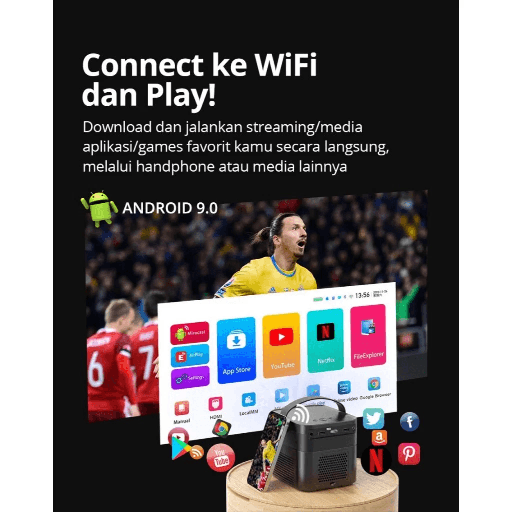 Micropack Smart Android Portable Projector - Include Battery & Dual Speaker - Support 4K - 350 ANSI Lumen - MPJ-02 - SFI Group - 4
