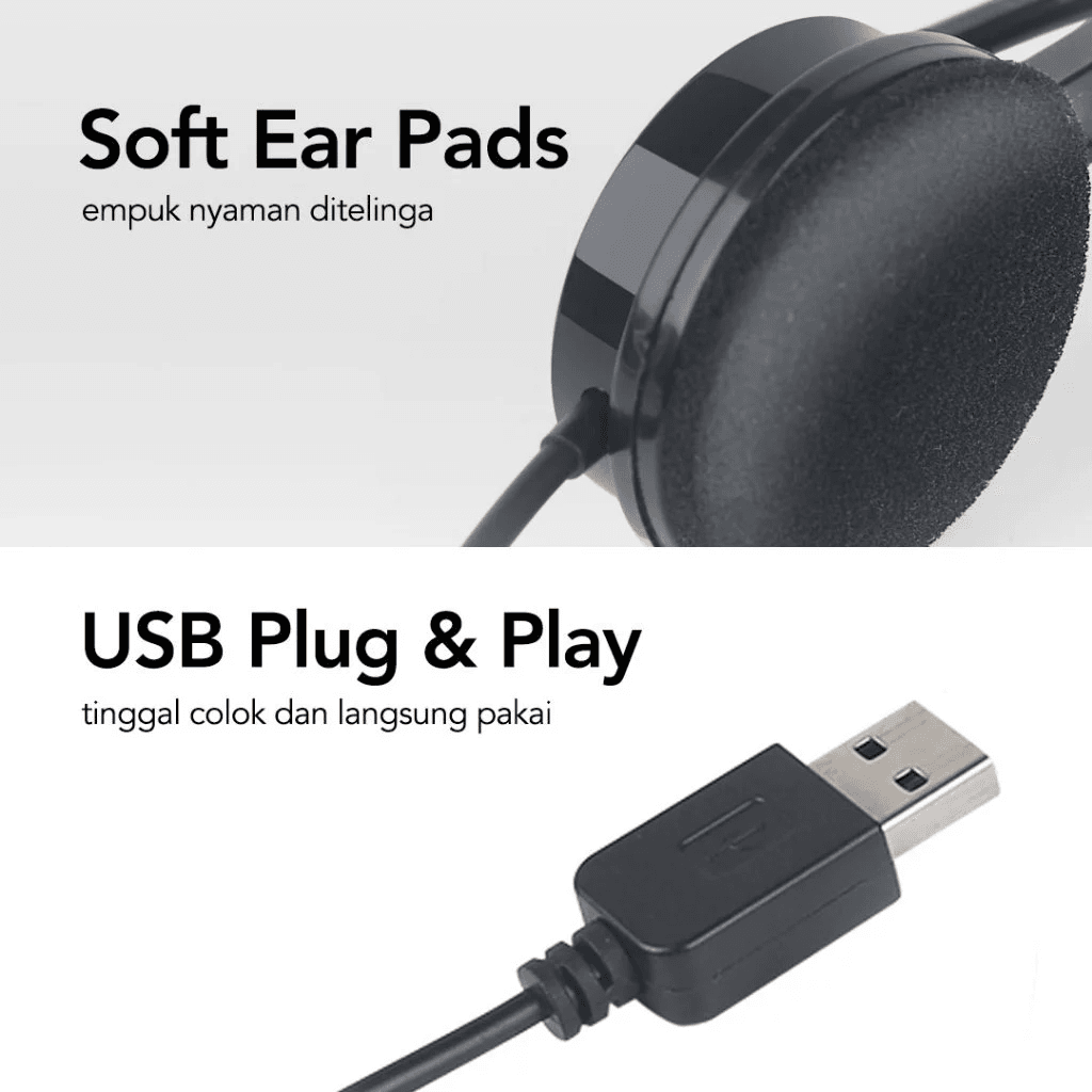 Micropack Headphone - USB Stereo - Microphone For Laptop & PC - Noise Free - Adjustable Headband - MHP-03 - SFI Group - 3