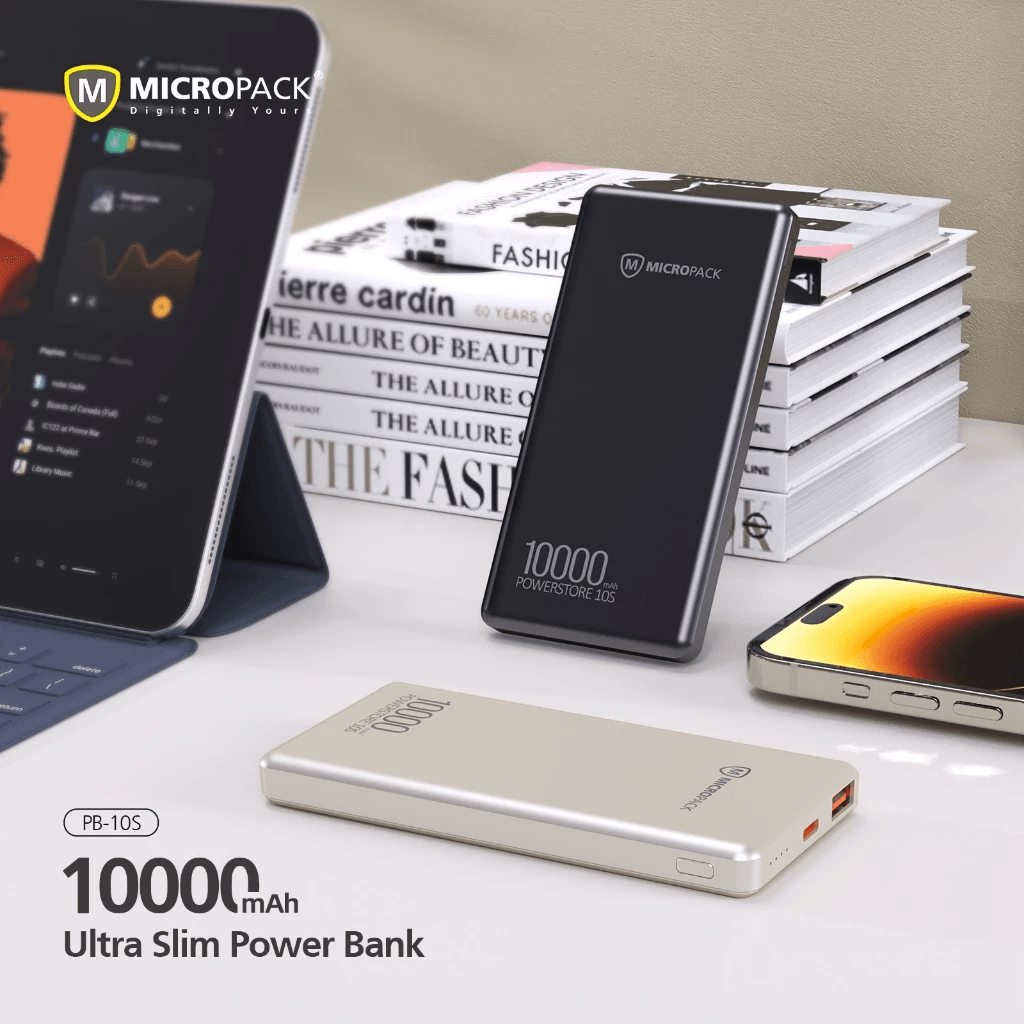 Micropack Powerbank 10.000 mAh - Fast Charging 22,5watt - CCC - Dual Charging USB-C & USB-A - Ultra Slim 11mm - Power Bank 10000 mAh - PB-10S - SFI Group - 4