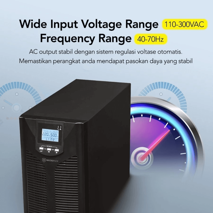 Micropack UPS Online Premium Stabilizer - Lightning Protection (Anti Petir) - 1000VA/900Watt - 3x Battery 7Ah - MFU-1KVA - 3