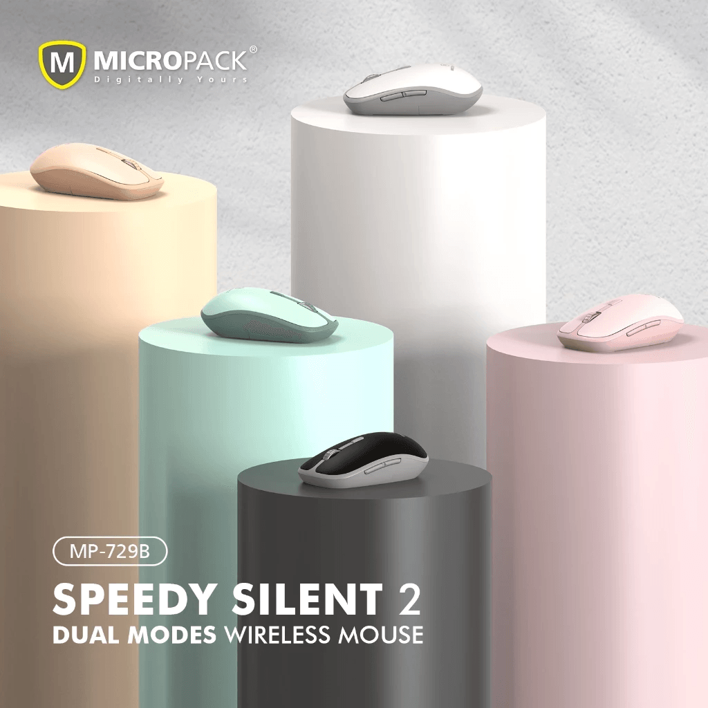 Micropack Mouse Wireless & Bluetooth - Silent Click - Easy Switch - MP-729B - SFI Group - 2