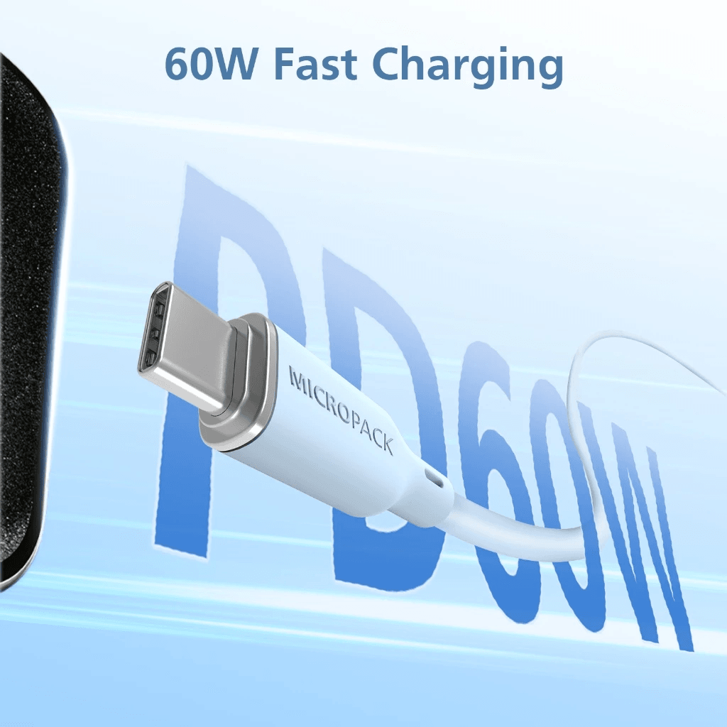 Micropack Cable C to C - Fast Charging & Strong Cable - 60watt - Soft Silicone - Kabel 1,2 Meter - MC-C60 - SFI Group - 2