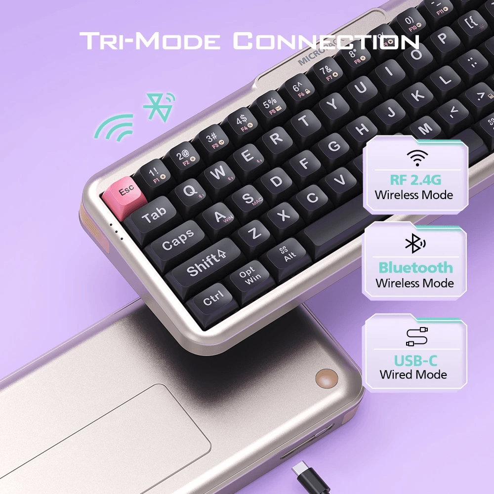 Micropack Mechanical Wireless Keyboard - Wireless & Bluetooth - RGB Backlight - Rechargeable - Silent Switch - K-168WM-EN - SFI Group - 4