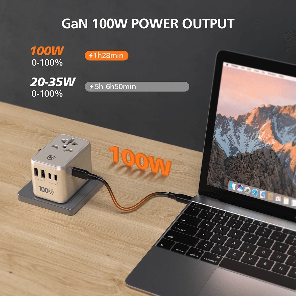 Micropack Travel Adapter - Fast Charging 100W - Worldwide Universal - 150+ Countries - GaN - Travel Charger - Wall Charger - Travel Adaptor - MTA-5100 - SFI Group - 4