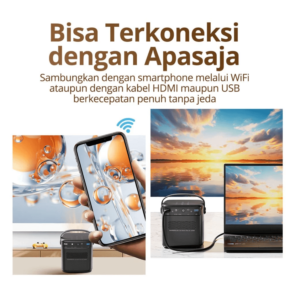 Micropack Smart Android Portable Projector - Include Battery & Dual Speaker - Support 4K - 450 ANSI Lumen - MPJ-03 - SFI Group - 3