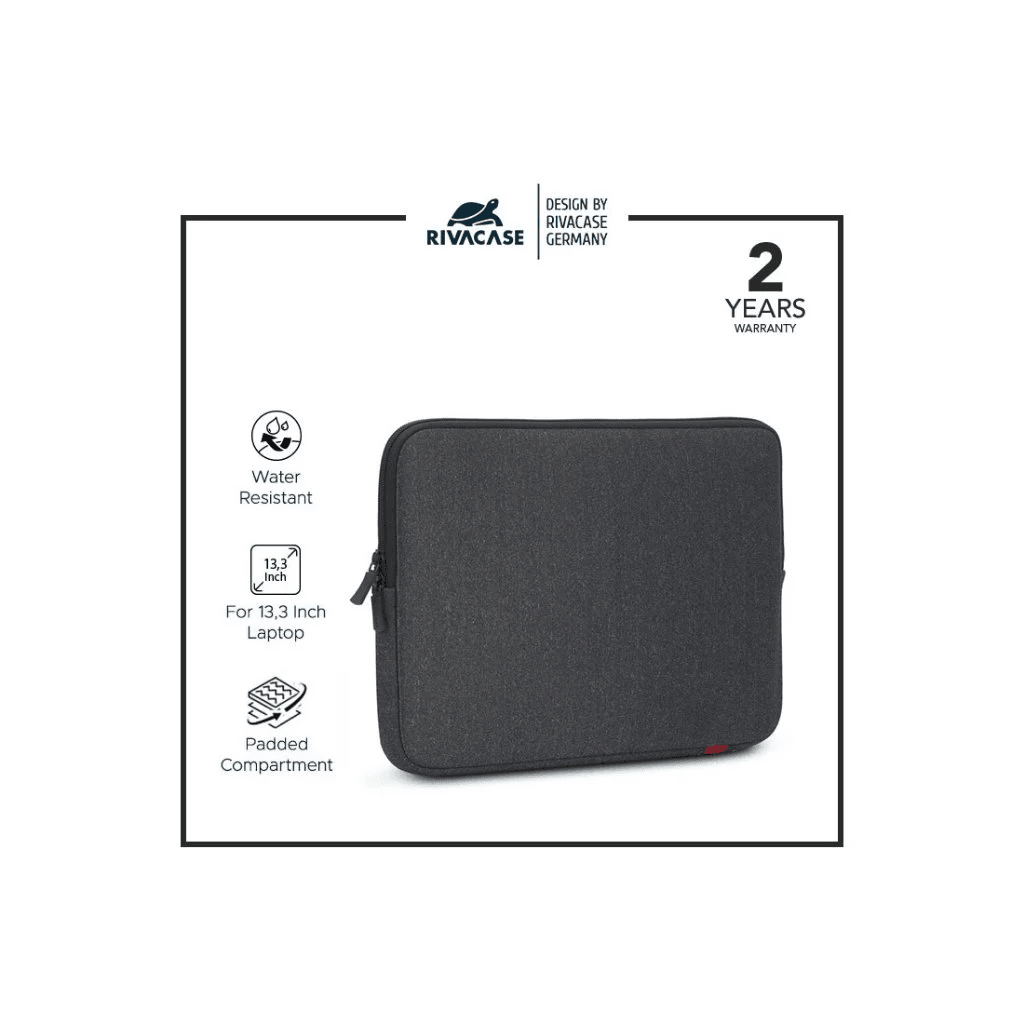 RIVACASE Pelindung Laptop Sleeve 13.3 Inch ANTISHOCK 5123 | DARK GREY (4260403573488) - SFI Group - 3
