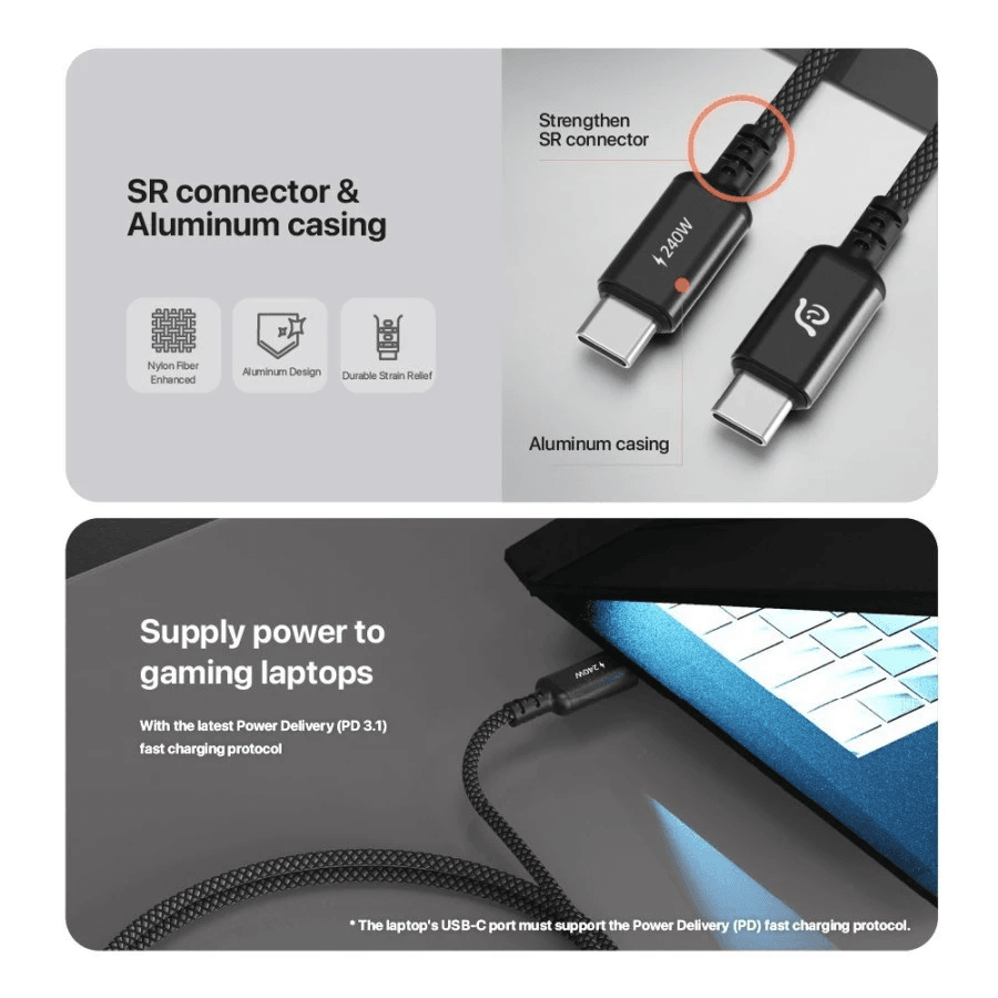 Adam Elements Cable Data USB-C to C 240W - Soft Braided 120cm/200cm - Kabel Charger - Casa P120/P200 - ACBADP120 - SFI Group - 2