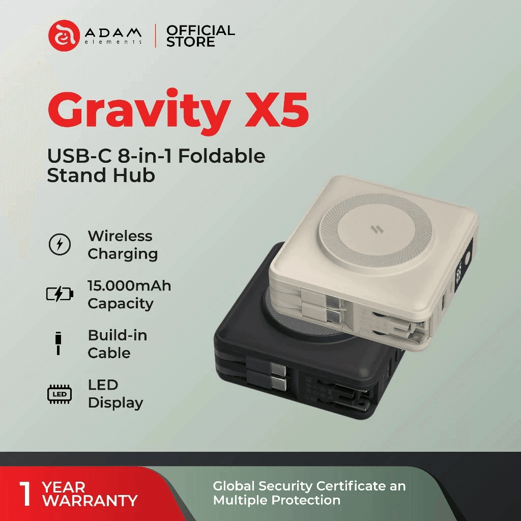 Adam Elements Powerbank Gravity X5 Power Bank Magnetic Magsafe 15000 15.000 mAH Fast Charging