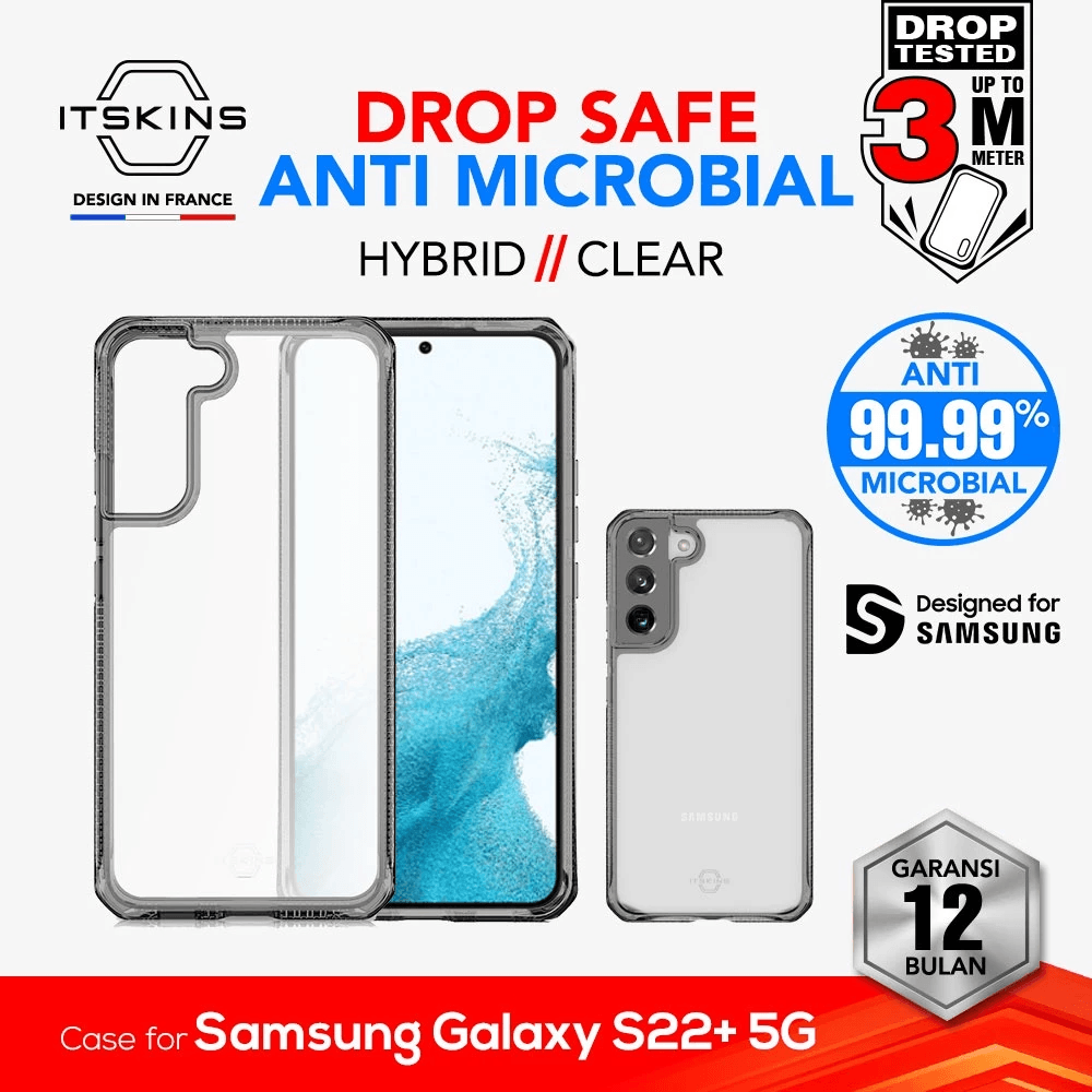 ITSKINS Case Samsung Galaxy S22+ 5G Hybrid Clear - Black and Transparent (SGG0-HBMKC-BKTR) - SFI Group