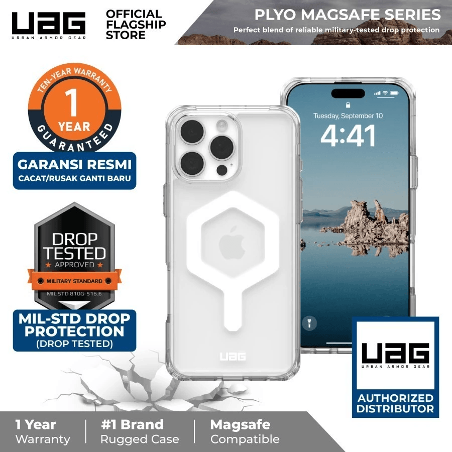 UAG Plyo Case iPhone 16 Pro / 16 Pro Max - Clear Magsafe Casing ProMax - Ice/White - SFI Group