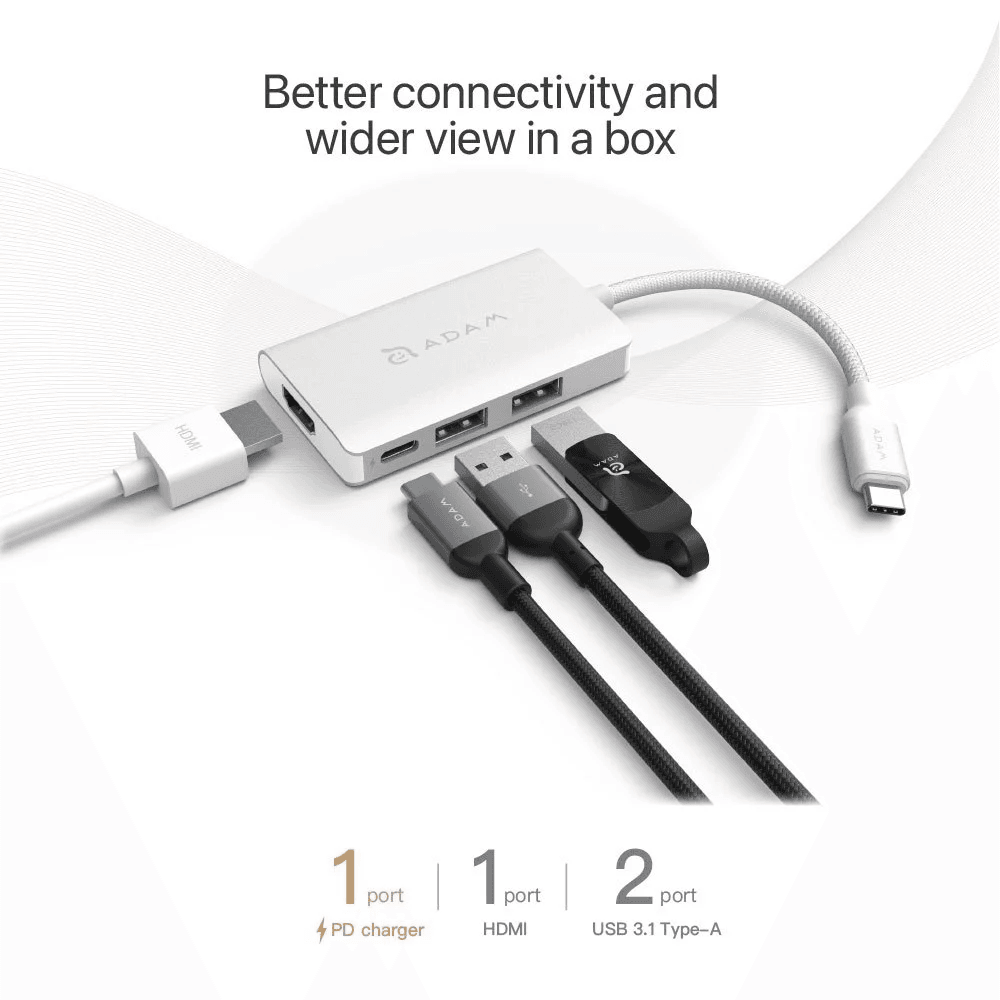 Adam Elements - Data Converter - CASA HUB A01M 4 Port USB C - Gray - 3
