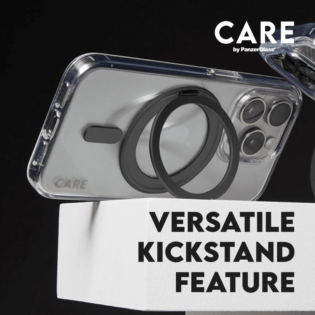 CARE by PanzerGlass MagSafe & Kickstand Case iPhone 16/16 Pro/16 Pro Max Feature Casing Kick Stand Transparent ProMax - SFI Group - 2
