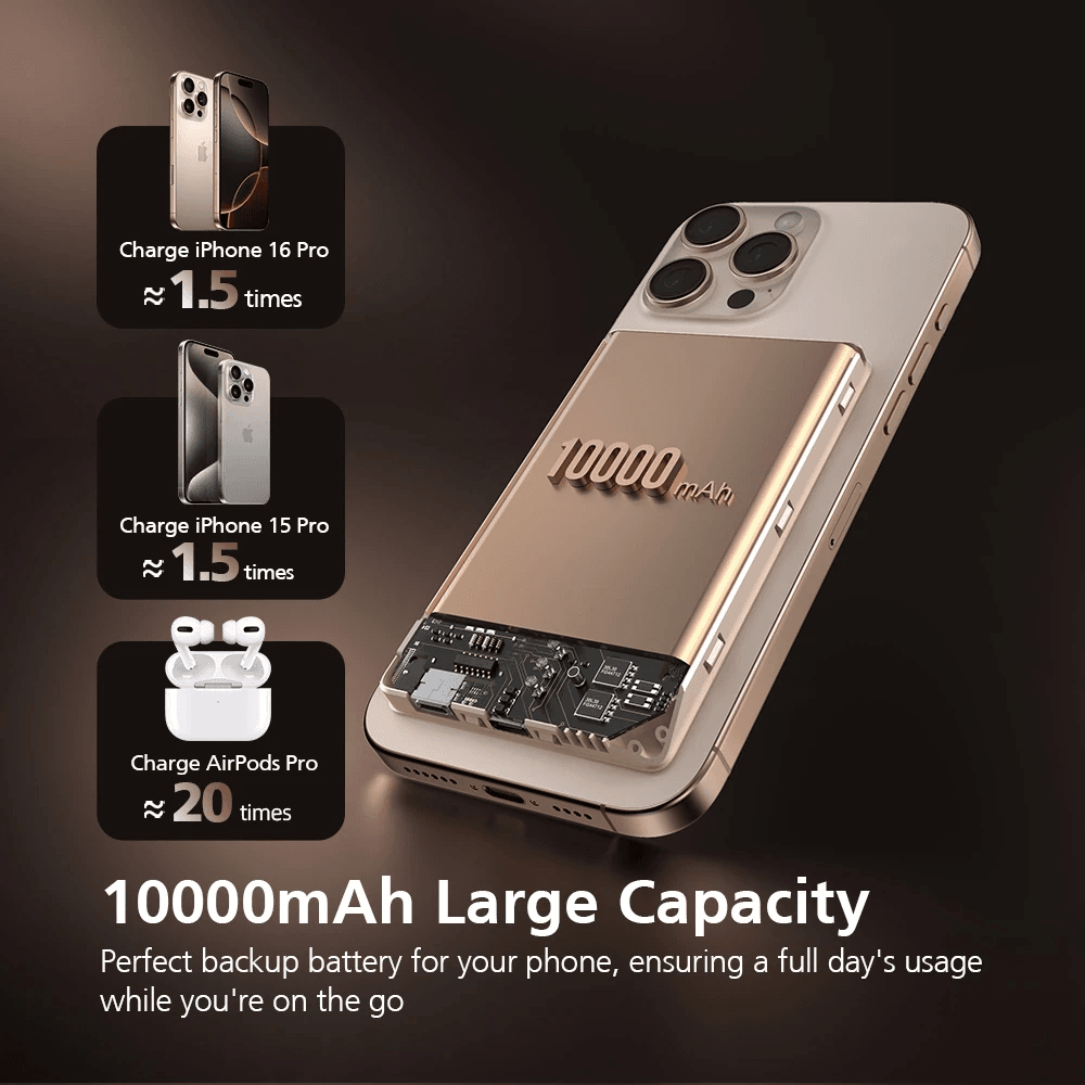 Micropack Wireless Powerbank 10.000 mAh - Fast Charging 22,5 watt - Slim Magnetic 14mm - Power Bank 10000 mAh - WPB-10S - SFI Group - 4
