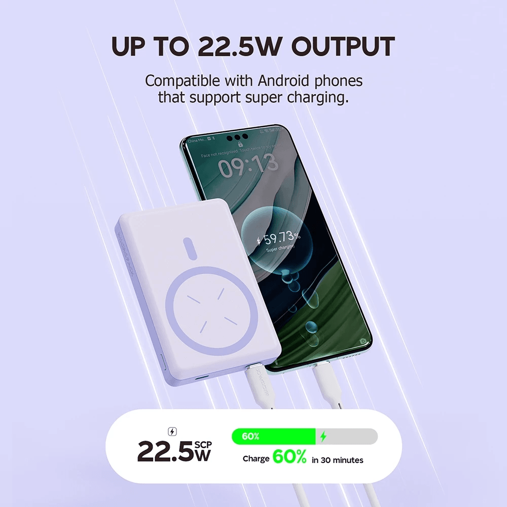 Micropack Wireless Powerbank 10.000 mAh - Fast Charging 22,5 watt - Magnetic - 3-in-1 - With Stand - Power Bank 10000 mAh - WPB-10 - SFI Group - 2