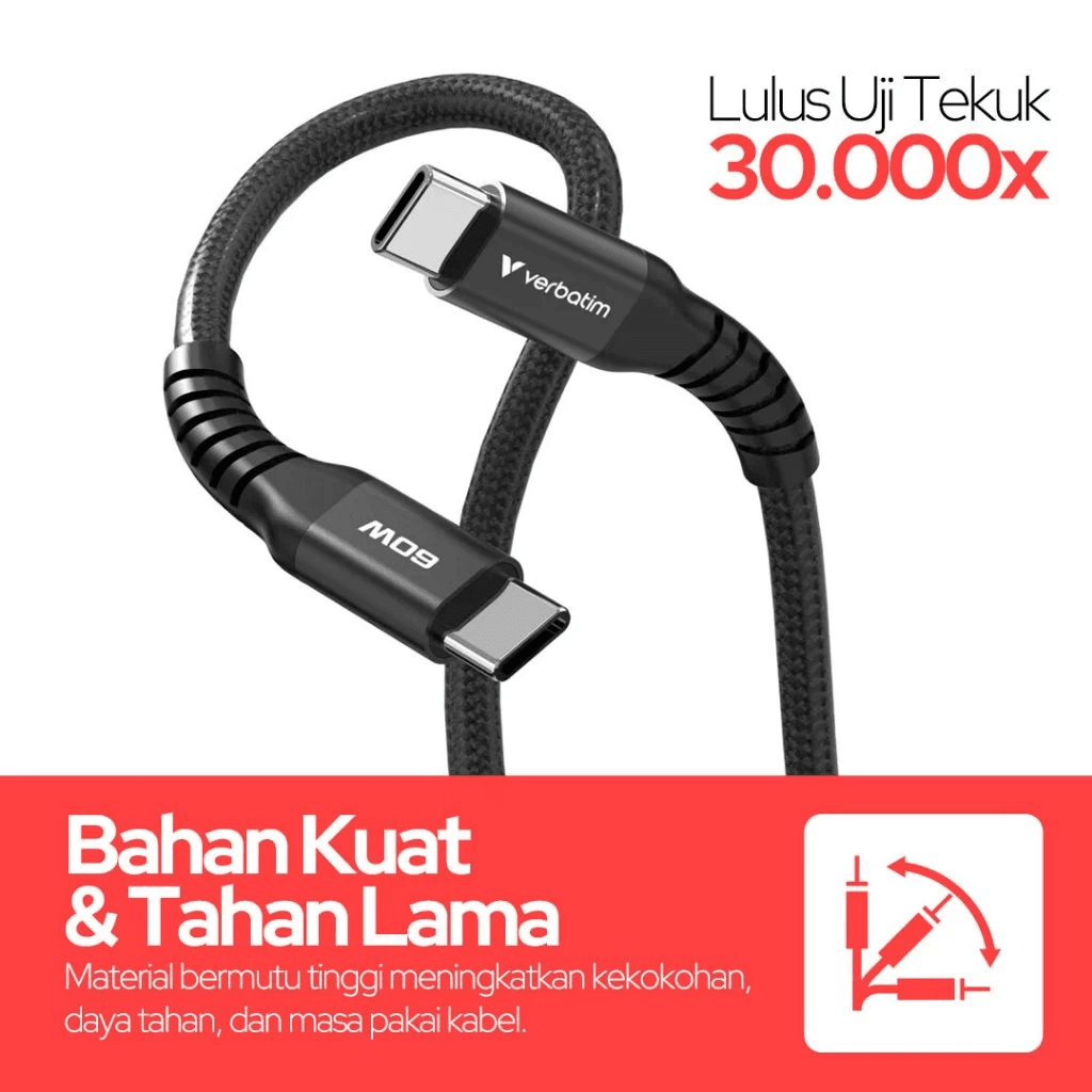 Verbatim Cable Charger Magnetic USB C To C Kevlar – Kabel Fast Charging 60W – 120 Cm - SFI Group - 2