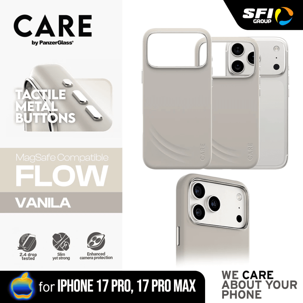 CARE by PanzerGlass Case For IPhone 17 Pro 17 Pro Max - Casing iPhone 17 - Feature Flow Case Vanilla With MagSafe ProMax - SFI Group