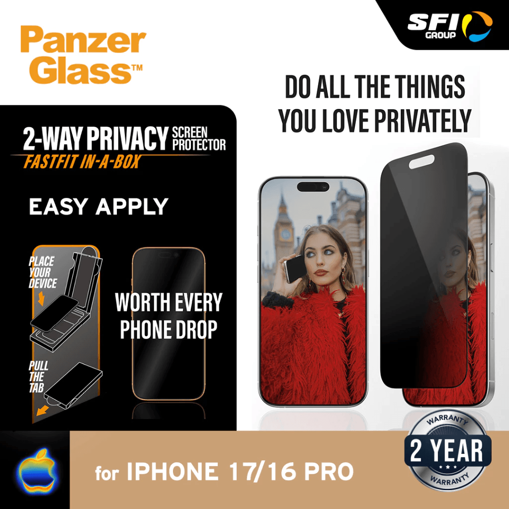 PanzerGlass Screen Protector For Iphone 1716 Pro 17 Pro 17 Pro Max 17 Air Privacy - Ultra Wide Fit ProMax - Tempered Glass - Anti Gores - With Black Frame - SFI Group