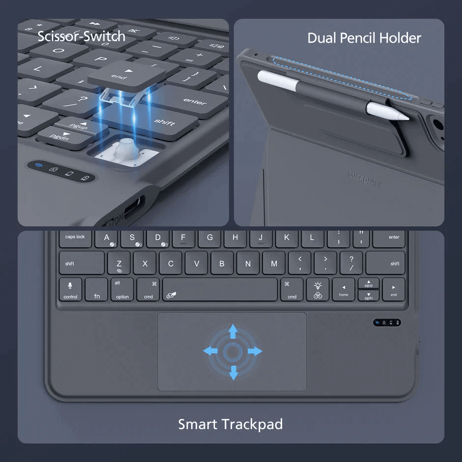 Micropack Multi-Device Bluetooth Keyboard for iPad AirPro 11 (Grey) - MTK-01 - SFI Group - 3