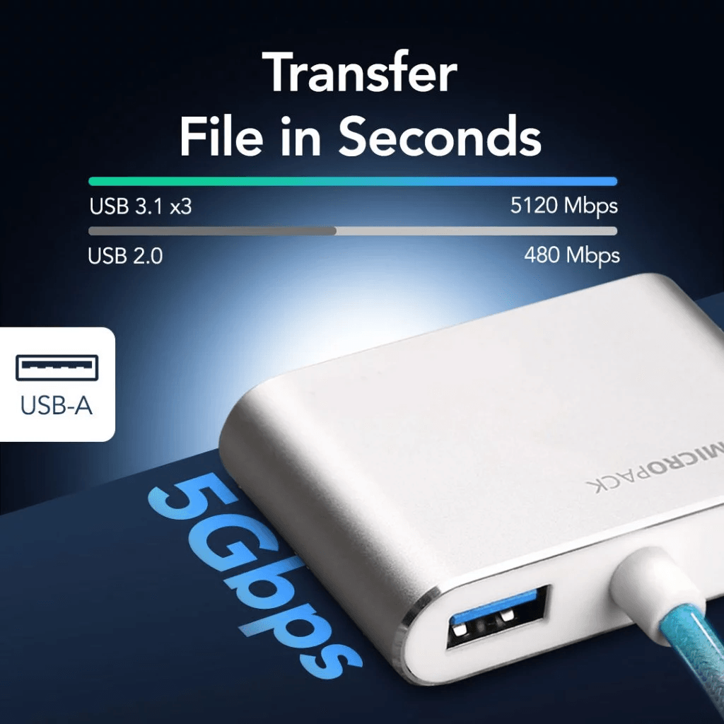 Micropack Data Converter 4-in-1 Multifunction - USB-C 4-IN-1 - HDMI 60Hz, VGA, Type C PD, Type A - MDC-4V-SL - SFI Group - 3