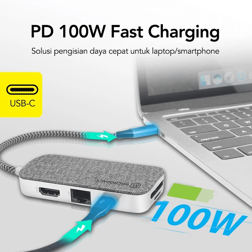 Micropack Data Converter Premium 8-in-1 - Type-C Flash 8 Port - Ultra HD 4K - 100W PD Fast Charging - MDC-8GY - SFI Group - 2