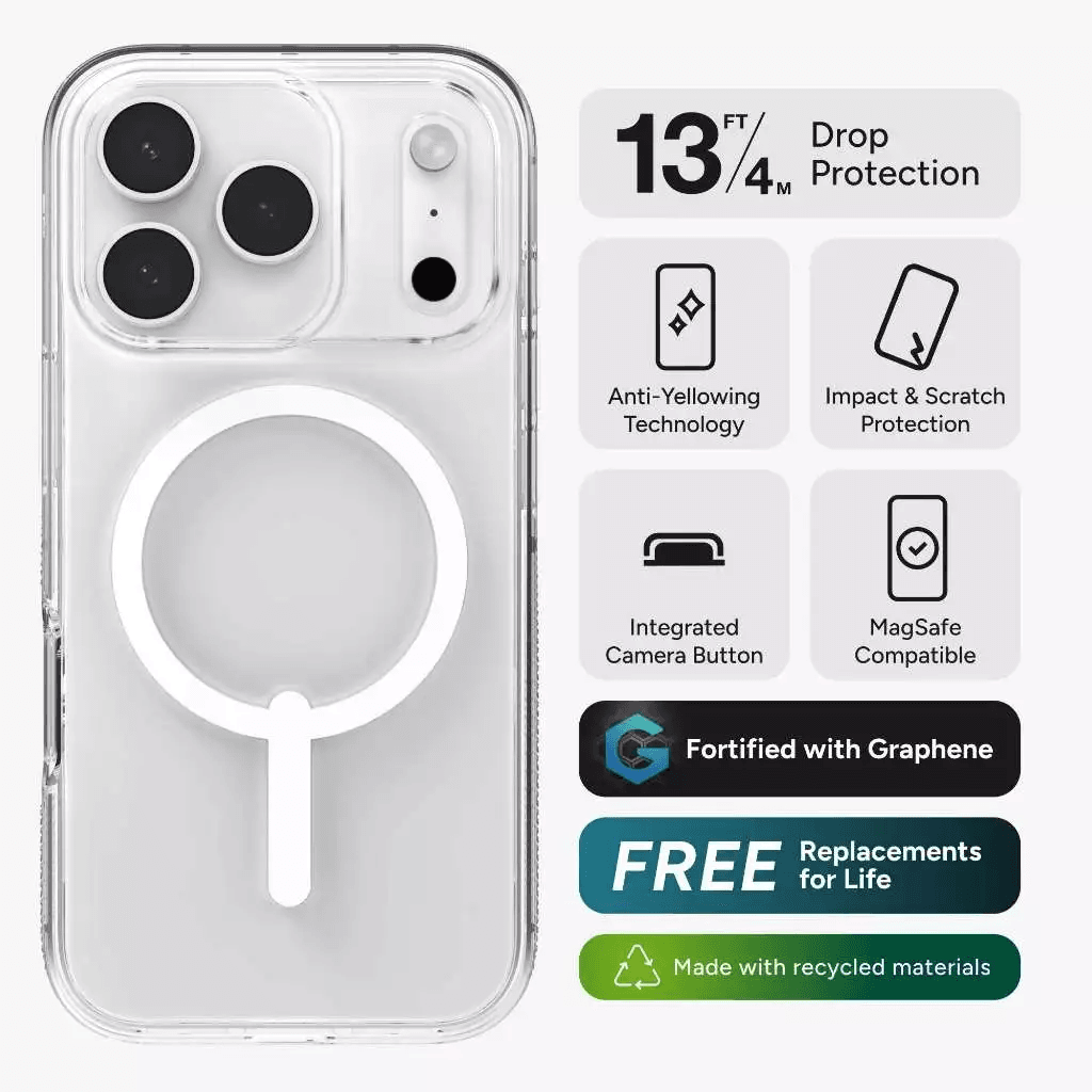ZAGG Case iPhone 17 iPhone 17 Air - Casing iPhone 17 - Crystal Palace Snap for MagSafe Phone Case with Camera Button - Clear - SFI Group - 4