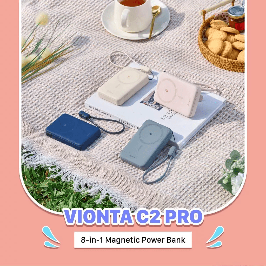 Adam Elements - Power Bank Magnetic Wireless - Built In USB C Cable - 10000 10.000 mAh - 8 In 1 - Compatible With Apple Watch & Samsung Galaxy Watch - 20W - Powerbank - Vionta C2 Pro - SFI Group - 3