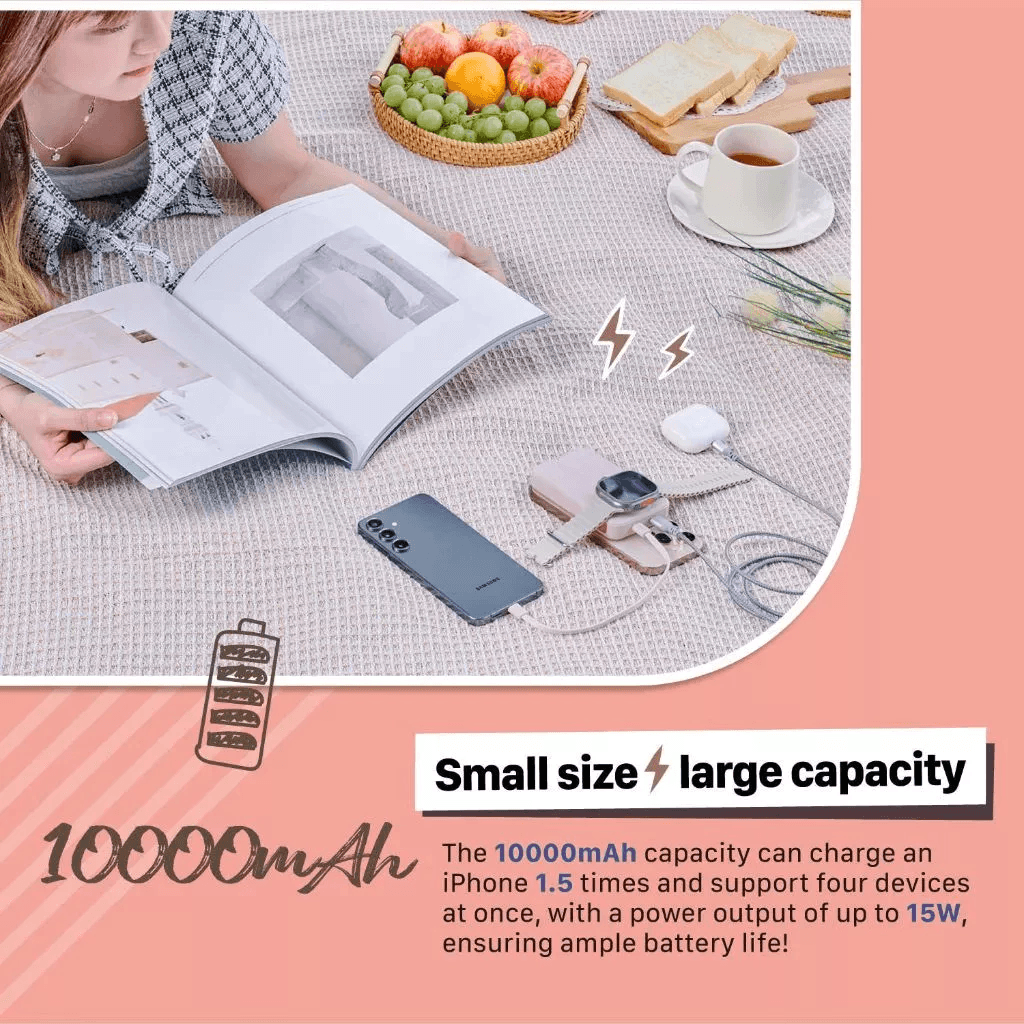 Adam Elements - Power Bank Magnetic Wireless - Built In USB C Cable - 10000 10.000 mAh - 8 In 1 - Compatible With Apple Watch & Samsung Galaxy Watch - 20W - Powerbank - Vionta C2 Pro - SFI Group - 4