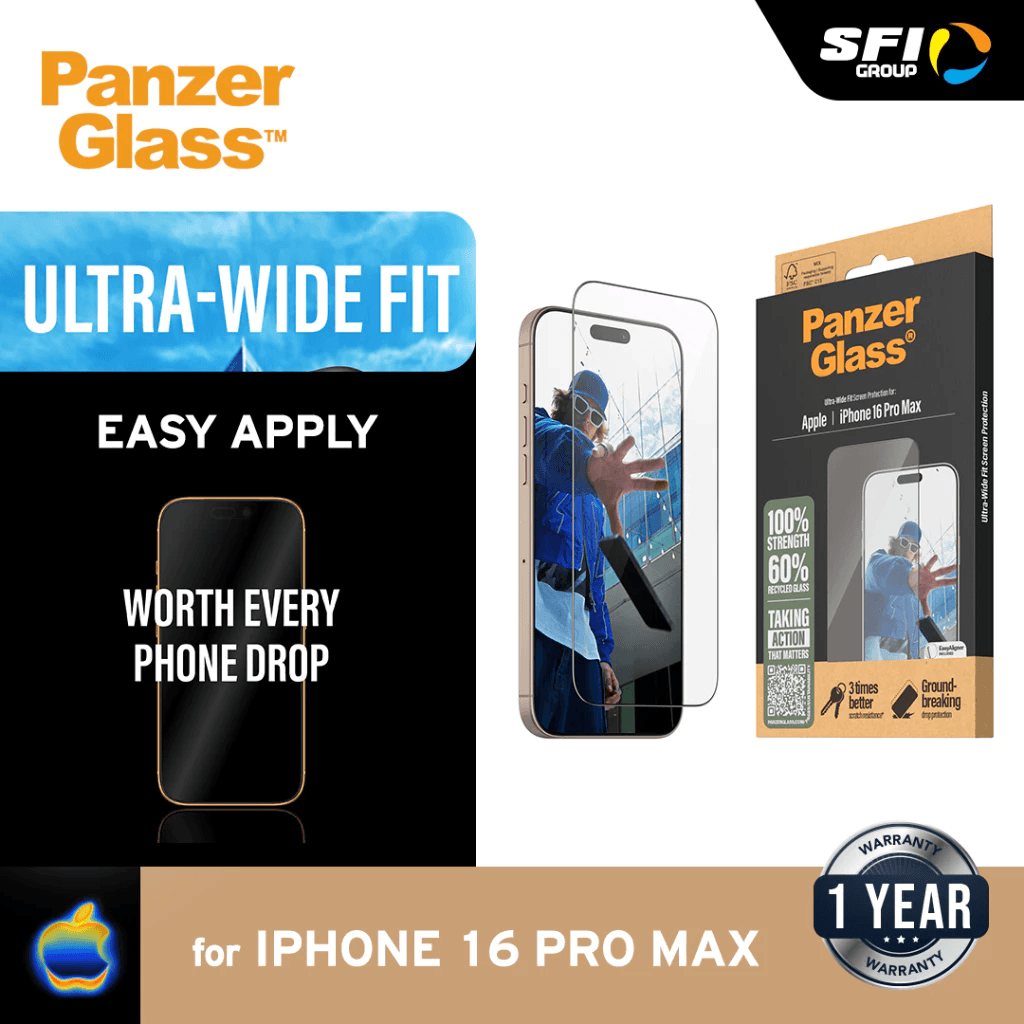 PanzerGlass Ultra Wide Fit | Screen Protector For iPhone 16 / 16 Pro / 16 Pro Max ProMax | Tempered Glass Anti Gores - SFI Group
