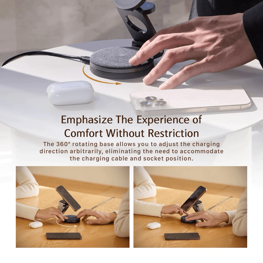 Adam Elements Mag 360 - Travel Charger Magnetic - Q12 3 in 1 Foldable Travel Charging Station - 4