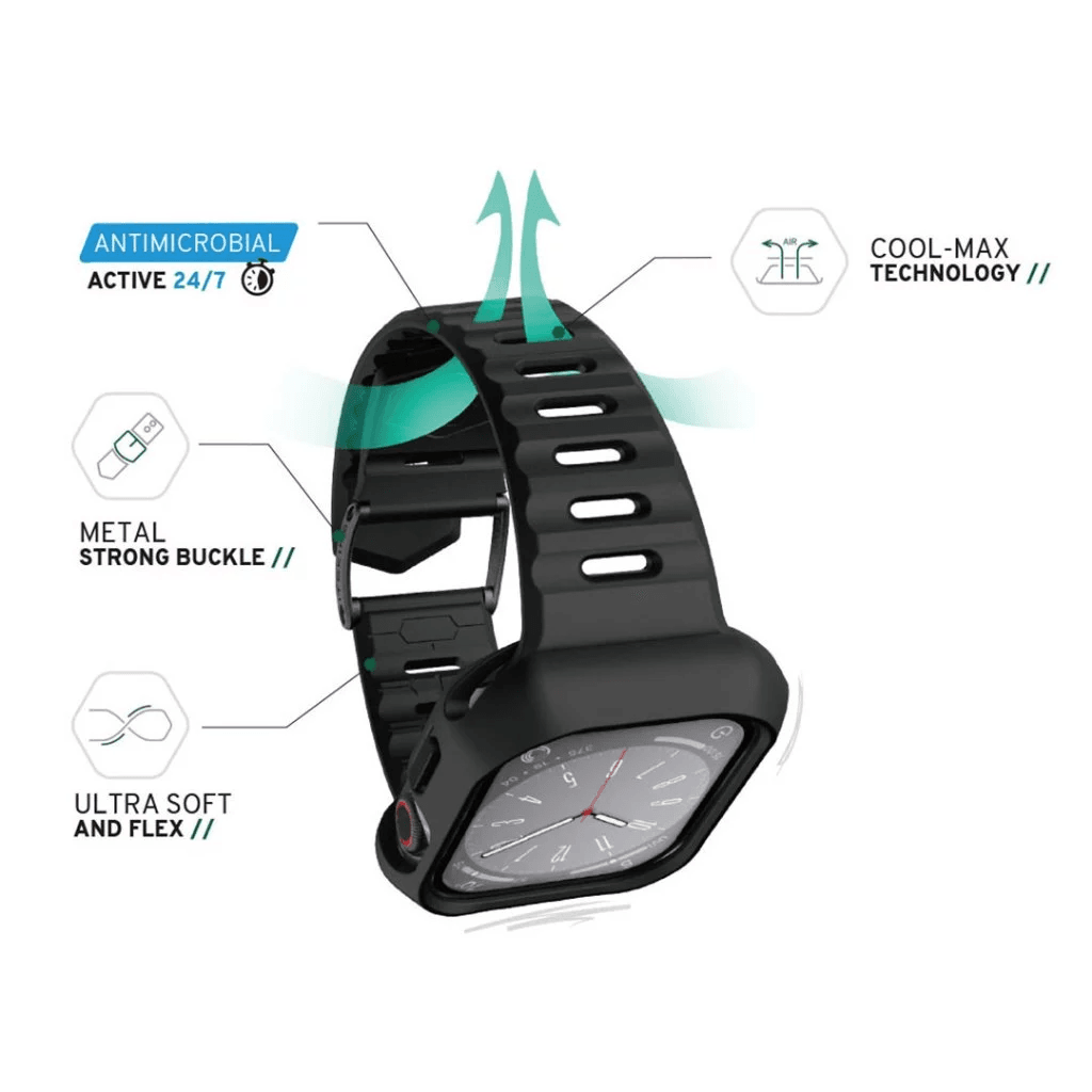 ITSKINS Case For Apple Watch 8/7 (45MM) Hybrid R 360 Solid Bundle (Lens Cover, Bumper, Strap - Black - SFI Group - 4