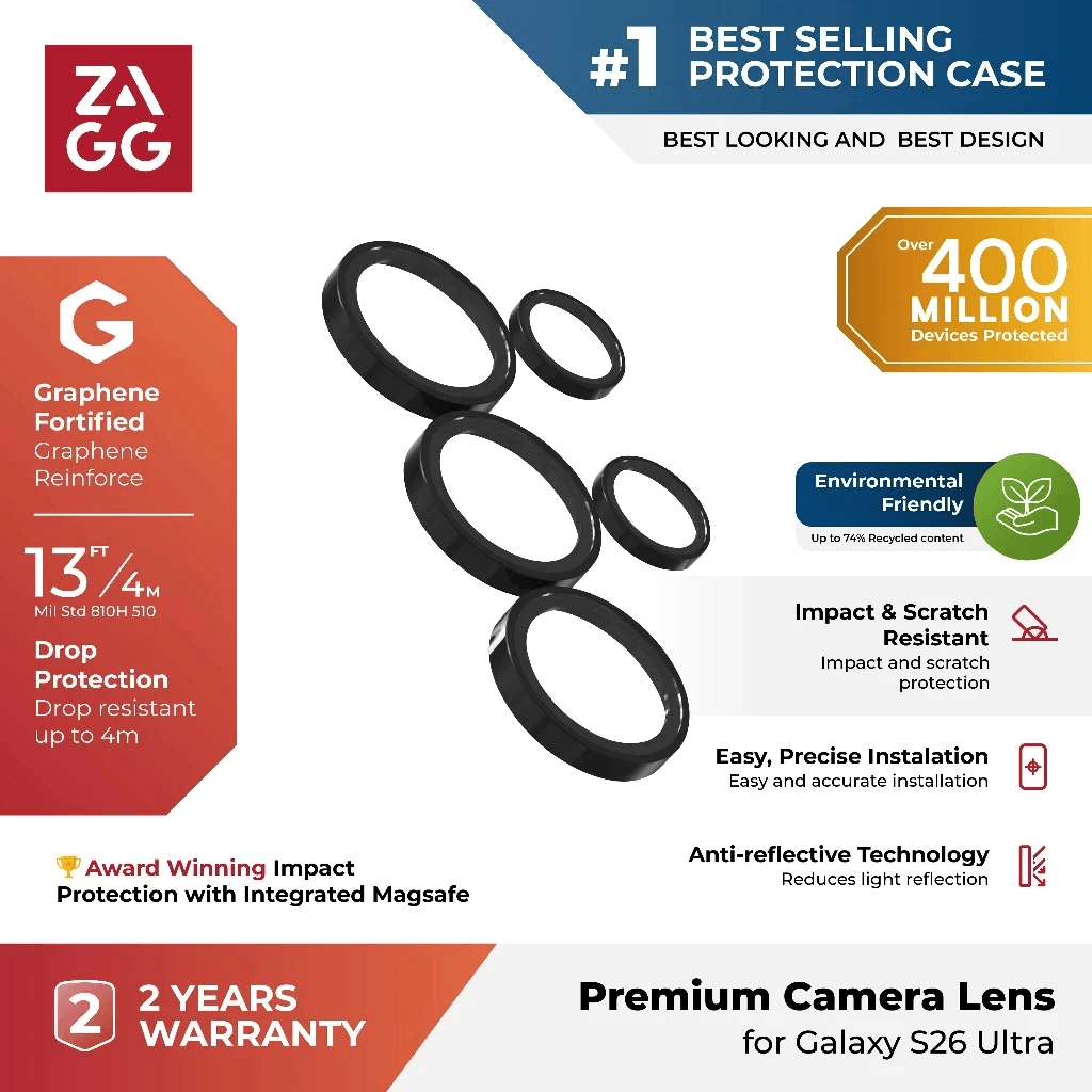ZAGG Lens Protector Samsung Galaxy S26 Ultra - Camera Ring - Pelindung Lensa Kamera - Premium - SFI Group