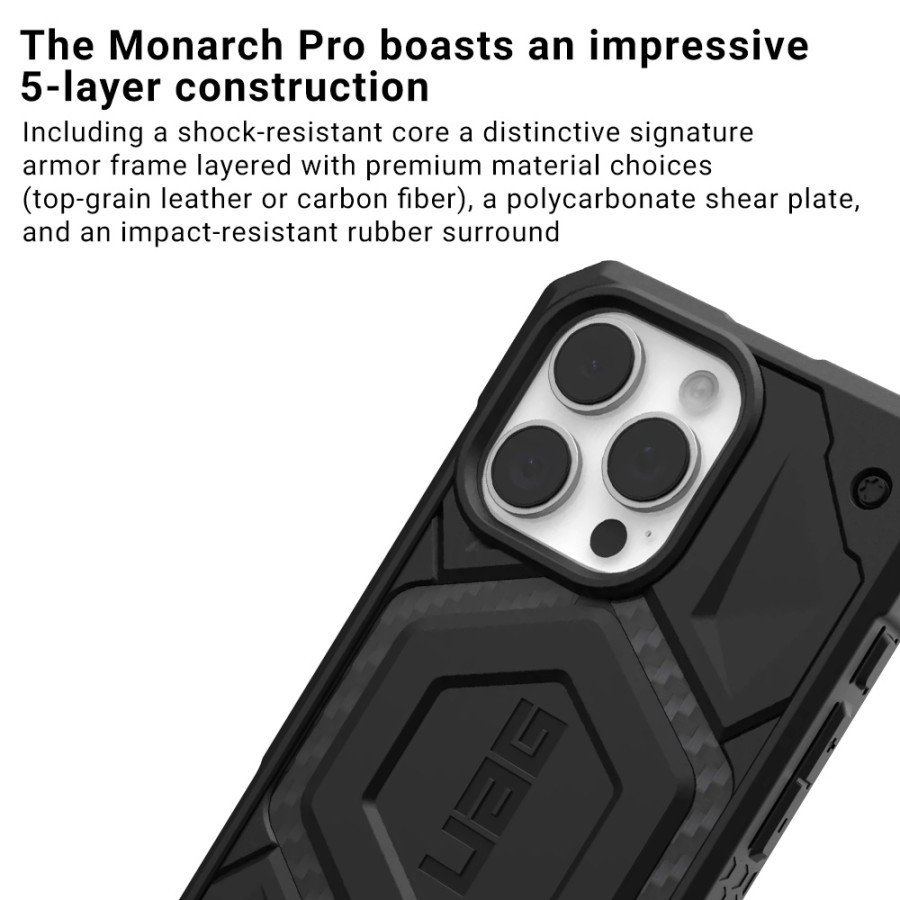 UAG Monarch Pro Case iPhone 16 Pro/16 Pro Max - Magsafe Casing ProMax - Carbon Fiber - SFI Group - 2