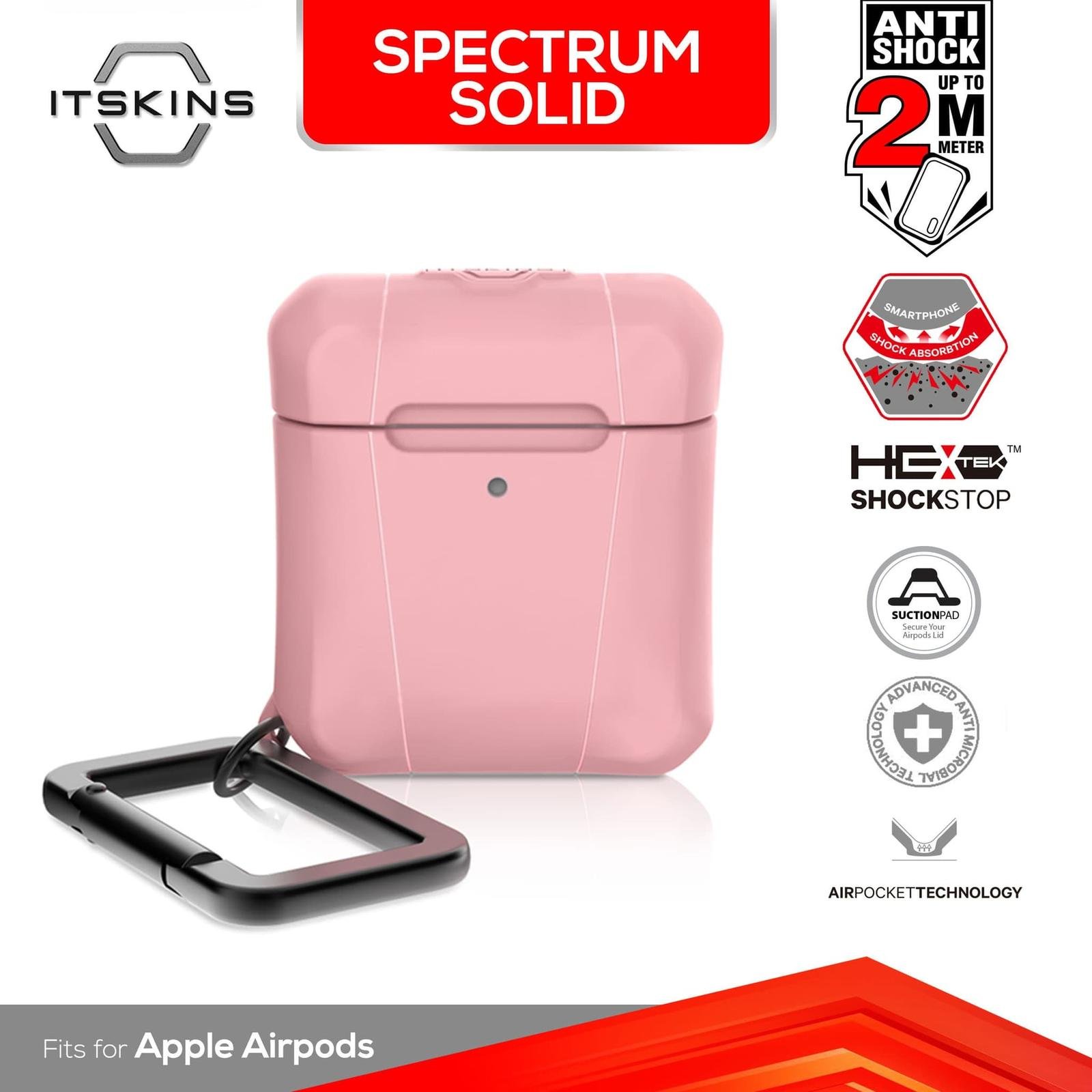 ITSKINS Shock Proof Case for Airpods Casing Airpods Spectrum Solid - Pink - SFI Group