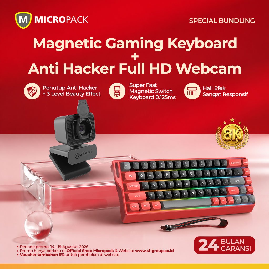 [PROMO MERDEKA] Keyboard Gaming Magnetic Switch 8KHz & Webcam Full HD 1080P PC Laptop Mac (K-68M + MWB-15)