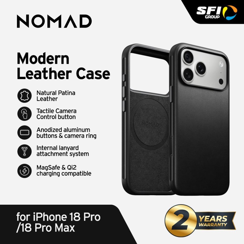 Nomad Leather Modern Leather Case - iPhone 18 Pro / iPhone 18 ProMax- Black - SFI GROUP