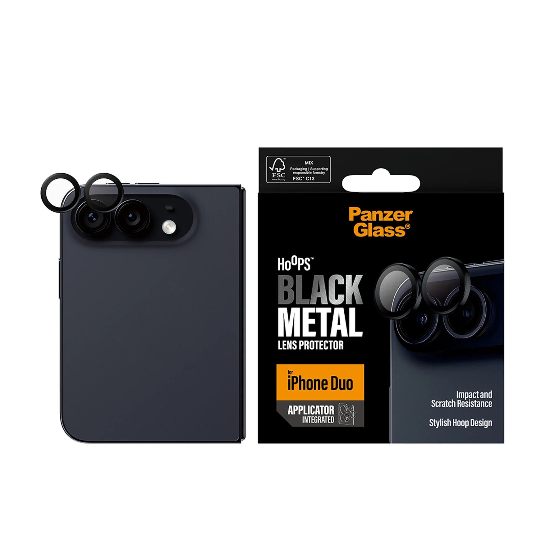 PanzerGlass Hoops Camera Lens Protector for iPhone Duo - Black