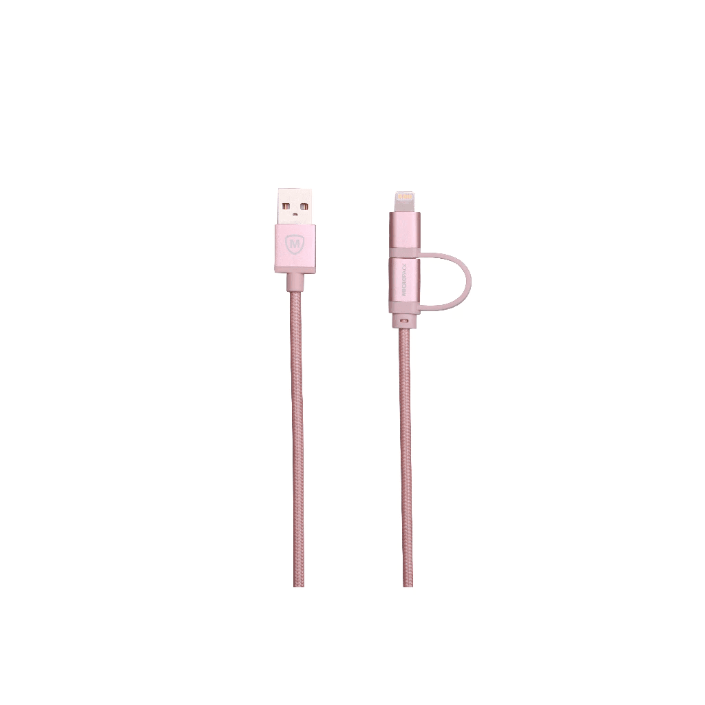 Micropack Cable USB-A to Micro & Lightning Cable 2-in-1 Combo - Kabel 1,8 Meter - I-218 - SFI Group - Rose Gold