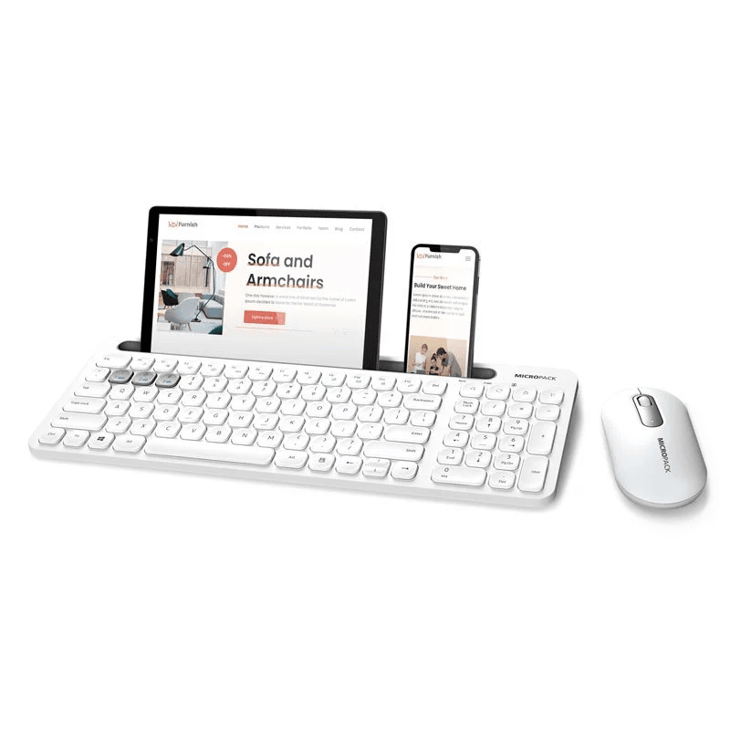 Micropack Keyboard Mouse Premium Combo Bluetooth - Anti Bacterial - 3 Mode iFree Pro 2 - KM-238W - SFI Group - White