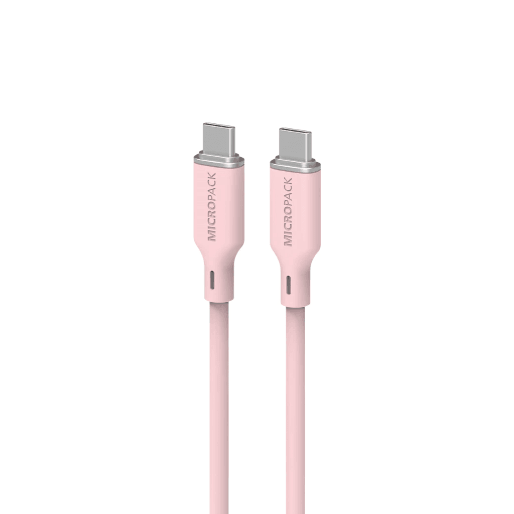 Micropack Cable C to C - Fast Charging & Strong Cable - 60watt - Soft Silicone - Kabel 1,2 Meter - MC-C60 - SFI Group - Pink