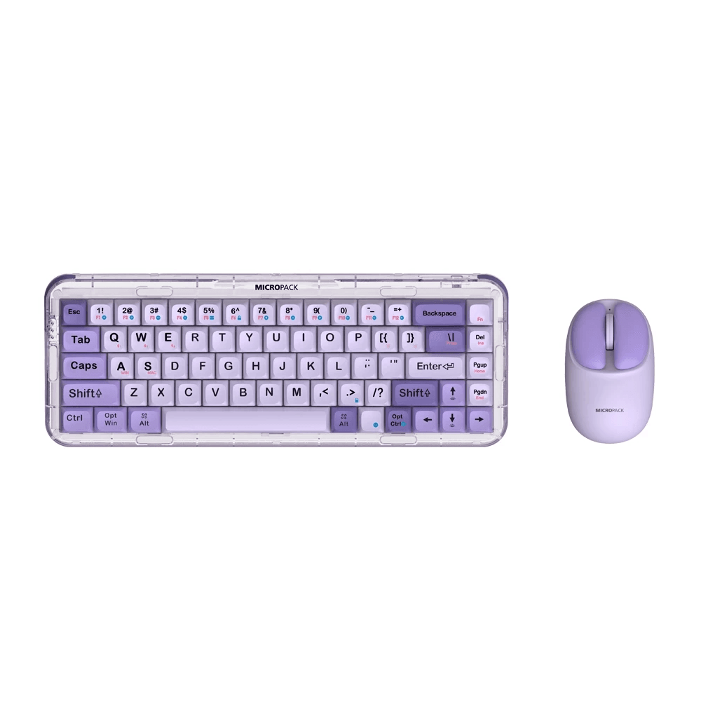 Micropack Mechanical Wireless Keyboard - Wireless & Bluetooth - RGB Backlight - Rechargeable - Silent Switch - K-168WM-EN - SFI Group - Purple