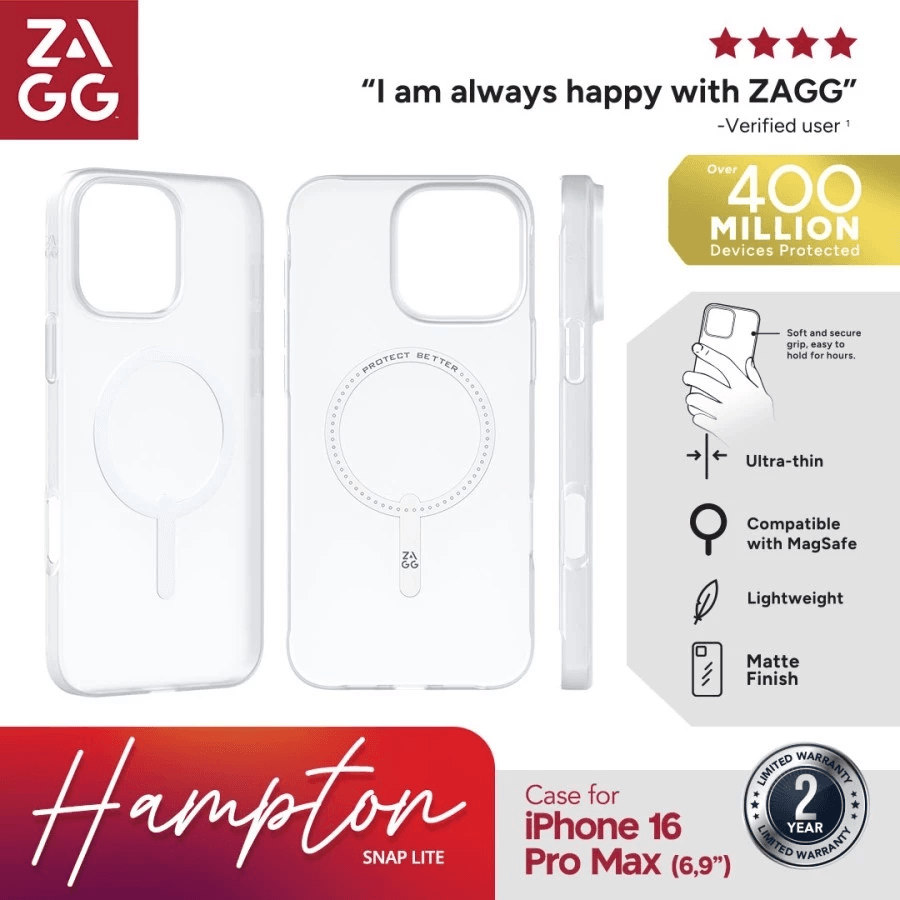 ZAGG Case Magsafe Iphone 16/16 Pro/16 Pro Max Casing Snap Essential Hampton Lite ProMax - SFI Group - Iphone 16 Pro Max