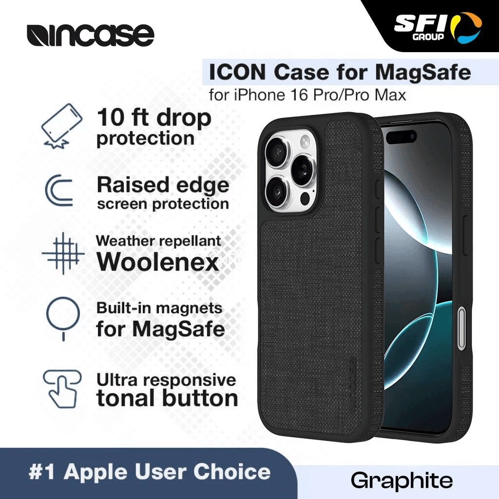 INCASE CASE FOR IPHONE 16 PRO / IPHONE 16 PRO MAX CASING MAGSAFE ICON GRAPHITE ProMax - SFI Group - Iphone 16 Pro Max