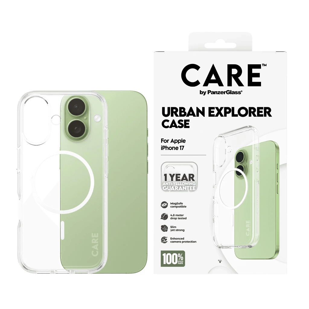 CARE by PanzerGlass Case For iPhone 17 17 Pro 17 Pro Max - Casing iPhone 17 ProMax - Flagship Case Urban Explorer With White MagSafe - Transparent - SFI Group - Iphone 17