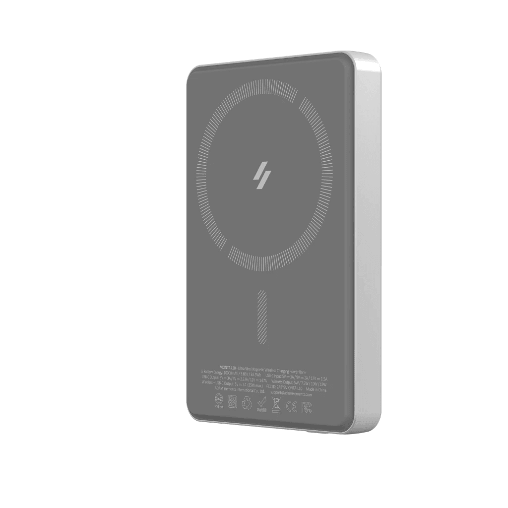Adam Elements Vionta L10  L5 Ultra Slim Magnetic Wireless Charging Power Bank Powerbank 10.000 10000mAh  5.000 5000mAh - SFI Group - Silver
