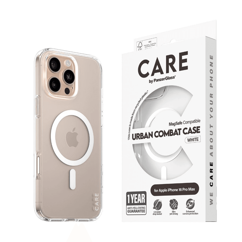CARE By PanzerGlass Case For iPhone 16 /16 Pro /16 Pro Max Casing Magsafe Transparent Urban Combat ProMax - SFI Group - White