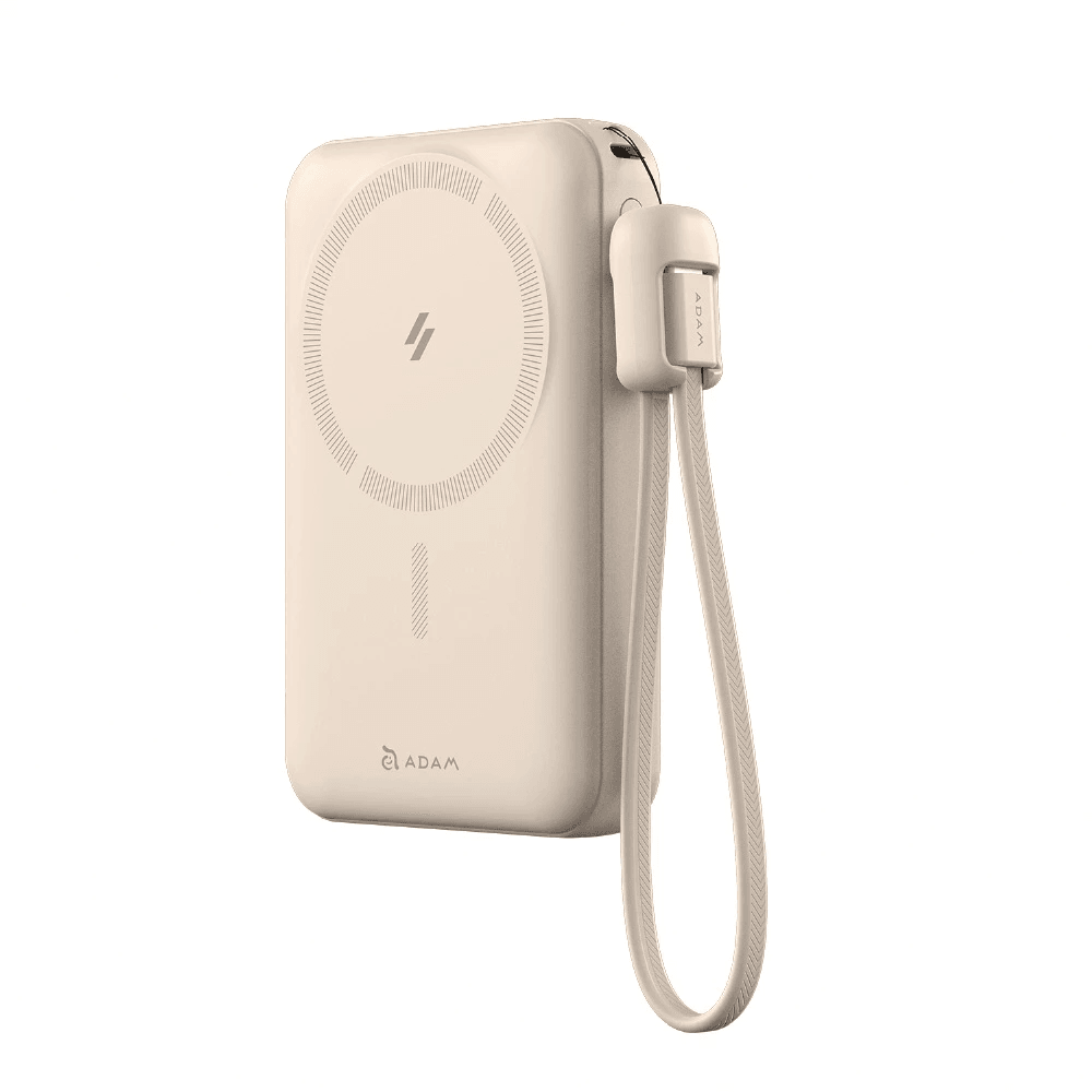 Adam Elements - Power Bank Magnetic Wireless - Built In USB C Cable - 10000 10.000 mAh - 8 In 1 - Compatible With Apple Watch & Samsung Galaxy Watch - 20W - Powerbank - Vionta C2 Pro - SFI Group - Milk Tea