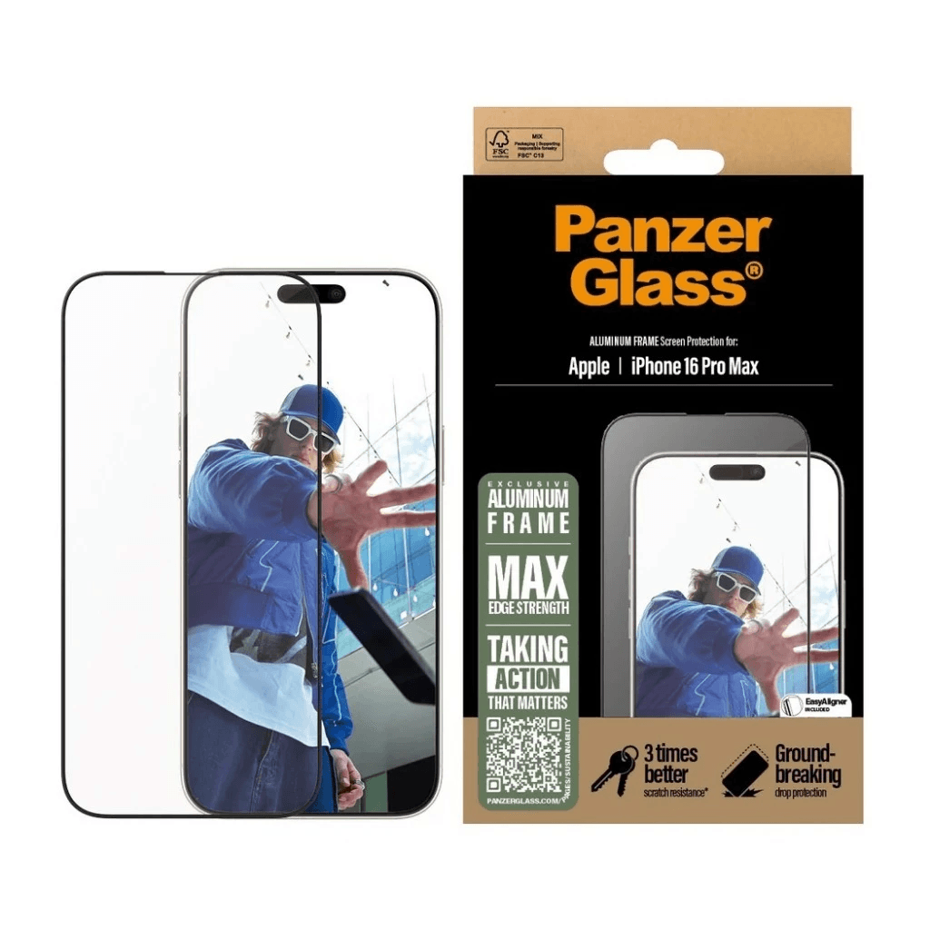 PanzerGlass Aluminium UWF Screen Protector For iPhone 16 Pro | 16 Pro Max | Tempered Glass Anti Gores ProMax - SFI Group - Iphone 16 Pro Max